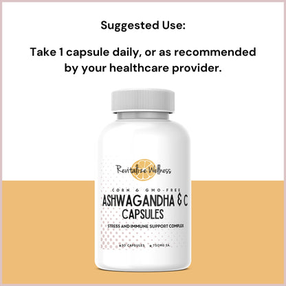 Revitalize Wellness Ashwagandha + Vitamin C Capsules | Stress and Immune Support Complex | with 550 mg Ashwagandha and 200 mg Vitamin C per Serving | 30 Servings Revitalize WellnessBuy Supplements Australia