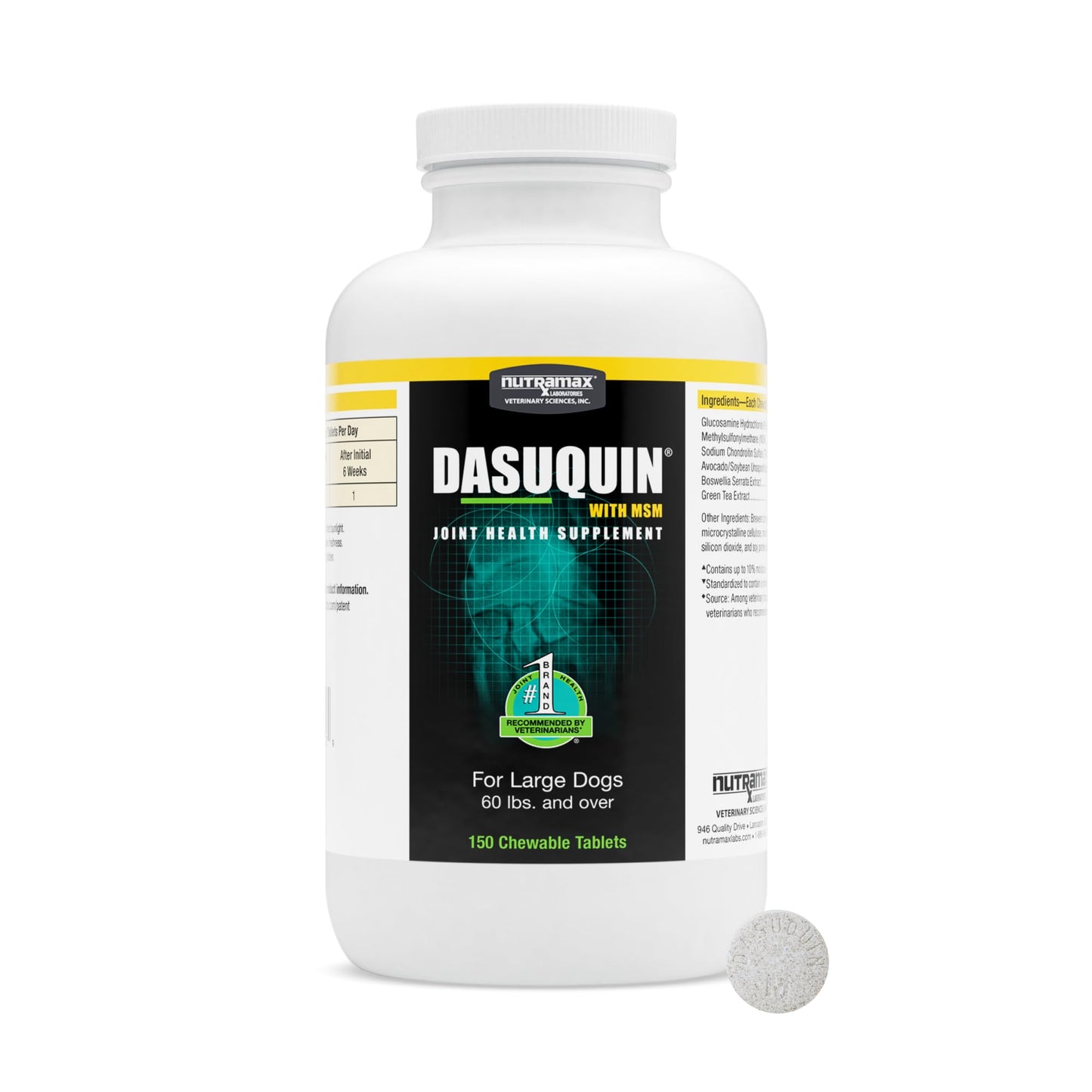 Nutramax Dasuquin for Large Dogs, Joint Health Supplement, Contains Glucosamine for Dogs, Plus Chondroitin, ASU, MSM and More, Supports Healthy Joints, Chewable Tablets, 150 Count Nutramax LaboratoriesBuy Supplements Australia
