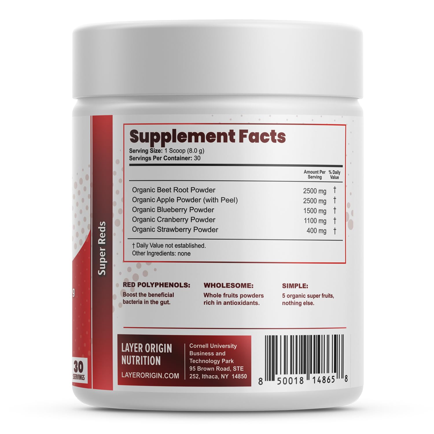 Layer Origin Simple Reds - Organic Red Polyphenols Whole Fruit Powder | Five Real Whole Fruits | 30 Servings Layer OriginBuy Supplements Australia