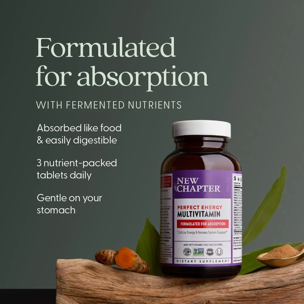 New Chapter Energy Supplement - Perfect Energy Multivitamin for Balanced Energy + Stress Support with B Vitamins + Vitamin D3 New Chapter