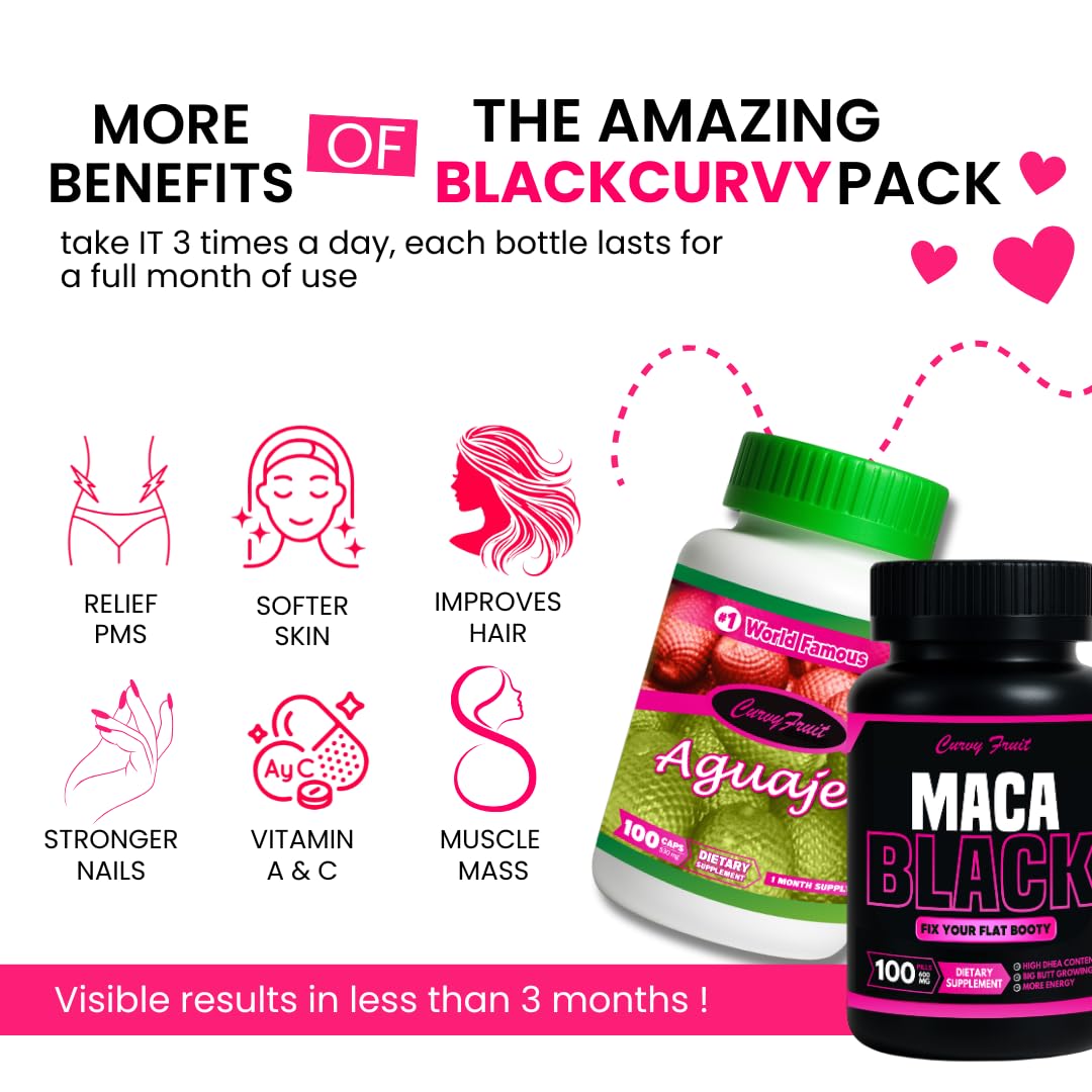 Maximum Booty Growth – Aguaje + Black Maca Pills for Women – Glute Volume Enhancer - Black Curvy Pack Curvy FruitBuy Supplements Australia