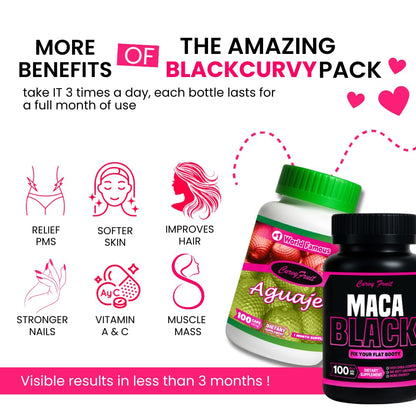 Maximum Booty Growth – Aguaje + Black Maca Pills for Women – Glute Volume Enhancer - Black Curvy Pack Curvy FruitBuy Supplements Australia
