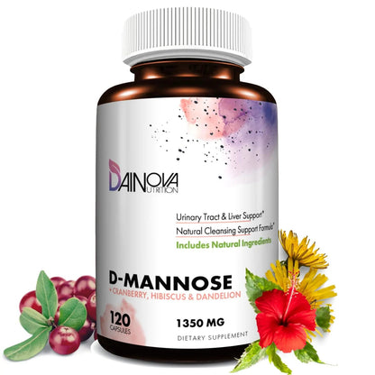 Dainova D Mannose 1350mg with Cranberry I D-Mannose Capsules for UTI Prevention, Urinary Tract Support, Urinary Tract Health for Women, & Cleanse. W/Hibiscus & Dandelion, 120 Veggie Capsules Dainova NutritionBuy Supplements Australia