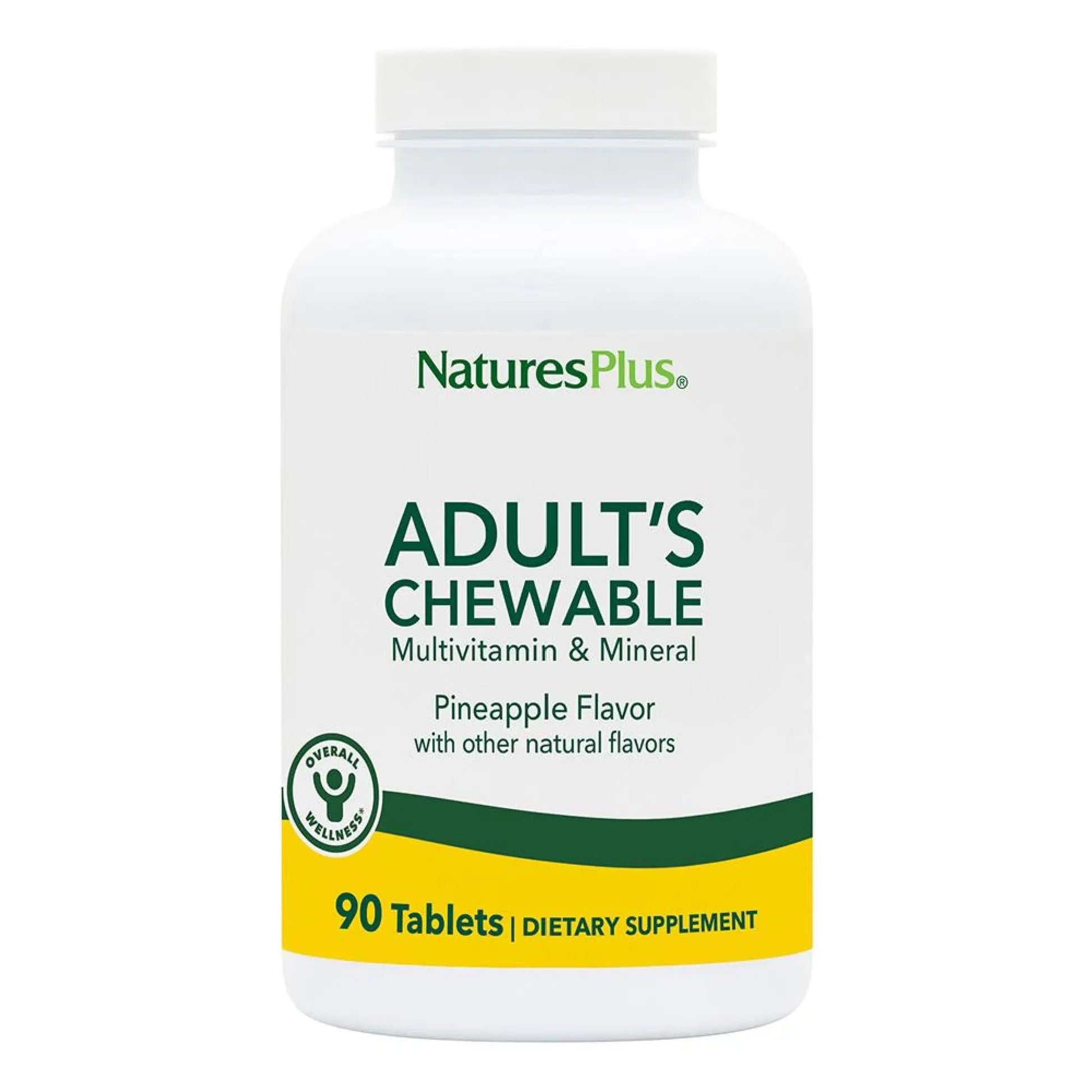 Natures Plus Adult's Chewable Multivitamin - 90 Vegetarian Tablets - Pineapple Flavor - Natural Whole Foods Supplement for Overall Health, Energy NaturesPlusBuy Supplements Australia