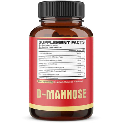 agobi D-Mannose Capsules - 7 Herbs with Cranberry, Dandelion, Hibiscus and More - Support Flush Impurities and Urinary Tract Health - 90 Vegan Capsules 3-Month Supply agobiBuy Supplements Australia