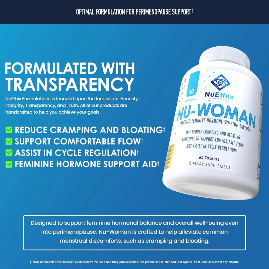 NuEthix Formulations Nu-Woman - Targeted Feminine Hormone System Support - Nutrients to Support Your Body Healing and Working The Way its Supposed to Work - 60 Tablets NuEthix FormulationsBuy Supplements Australia