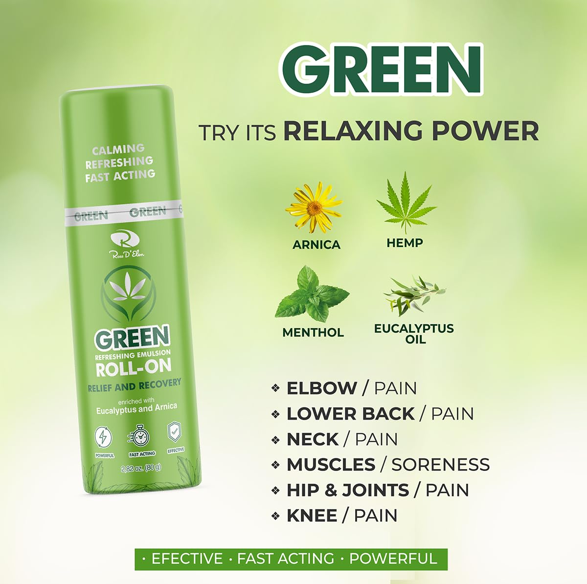 Ross D’Elen Green Menthol ROLL-ON 3-Pack ROSS D'ELENBuy Supplements Australia
