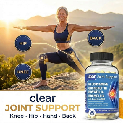 Clear Joint Support - 1500mg Glucosamine Chondroitin MSM - 8 in 1 Joint Health Supplement with Turmeric and Boswellia for Men & Women, Knee, Hip & Back Support, Made in USA, 90 Capsules Clear ProbioticsBuy Supplements Australia