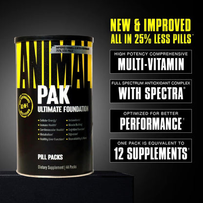 Animal Pak - Convenient Multivitamin for Men & Women Daily All-in-One Vitamin & Supplement Pack - Zinc, Vitamins C, B, D, Amino Acids, and Immune Support - Sports Nutrition Performance - 44 Count AnimalBuy Supplements Australia