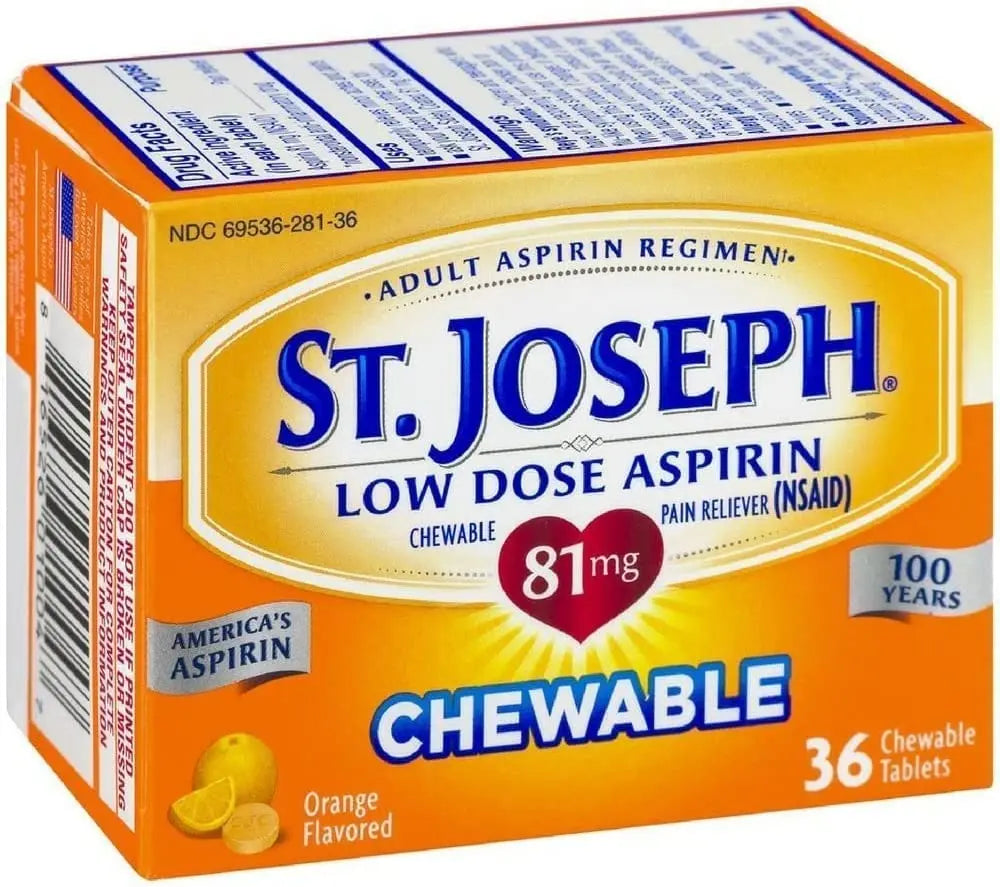 St. Joseph Orange Chewable 81mg Aspirin, 36 Tablets (Pack of 3) St. JosephBuy Supplements Australia
