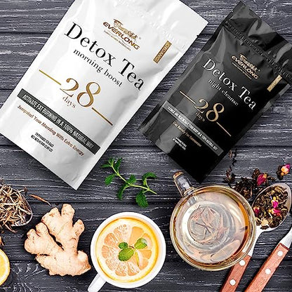 EVERLONG Detox Tea 28 Day Morning Boost Tea and Night Cleanse Tea, Burn Fat and Boost EVERLONGBuy Supplements Australia