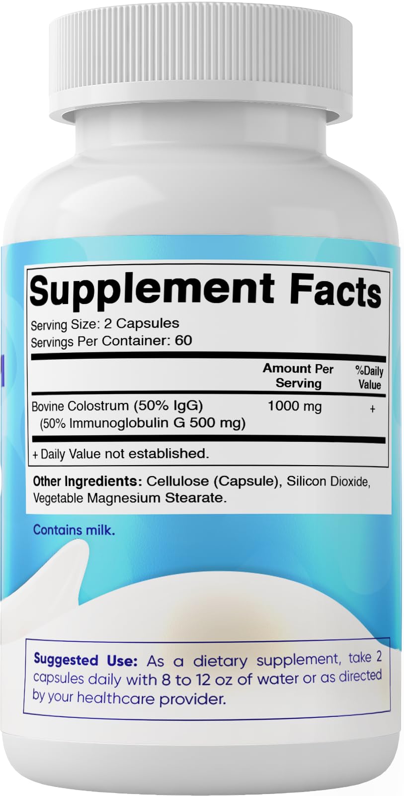 Vitamatic Bovine Colostrum Supplement 1000 mg per Serving - 50% Highest IgG - Supplement for Gut Health, Hair Growth, Beauty, Muscle Recovery, & Immune Support - 120 Capsules VitamaticBuy Supplements Australia