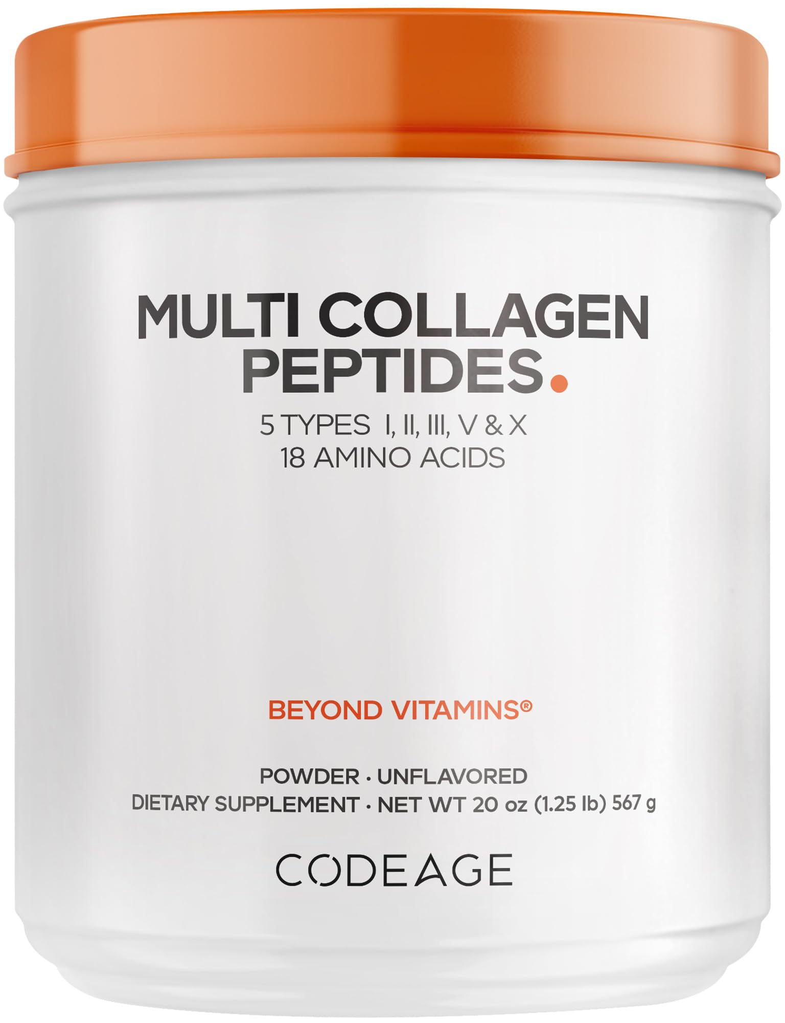 Codeage Multi Collagen Protein Powder Peptides, Hydrolyzed Collagen for Women & Men, Collagen Supplements, Grass Fed Bone Broth, 2-Month Supply, Unflavored, Type 1, 2, 3, 5 & 10, Non-GMO - 20 OZ CodeageBuy Supplements Australia