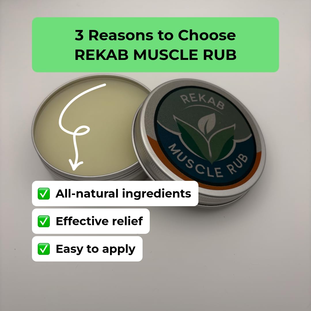 REKAB MUSCLE RUB, Neuropathy Cream, Arthritis Reliever, Knee Relief Balm for Adults, Natural Soothing Formula for Arthritis Sufferers, Joint Relief Cream, Total Relief, Joint & Muscle Therapy REKAB MUSCLE RUBBuy Supplements Australia