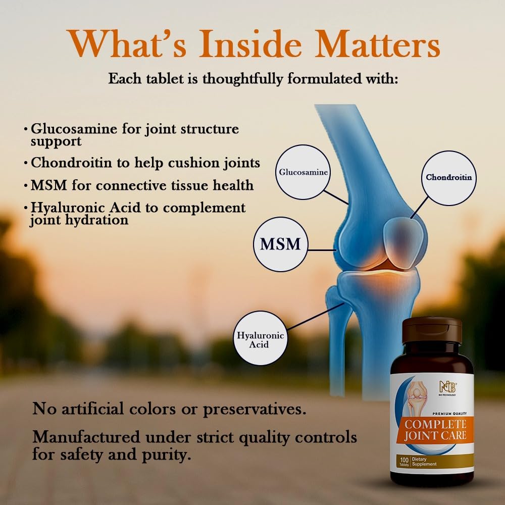 Glucosamine Chondroitin MSM Complete Joint Care Supplement | Glucosamine HCl, Chondroitin, MSM, Boswellia & Ginger | Supports Joint Mobility & Flexibility | 100 Tablets NCB NCB TECHNOLOGYBuy Supplements Australia