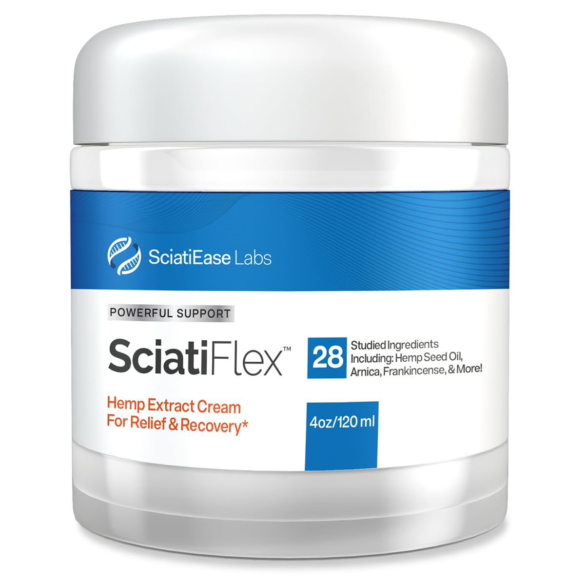 SciatiFlex Topical Sciatic Cream - Maximum Strength Hemp Cream with Arnica Extract, Shea Butter & Aloe Vera - Help with Nerve Discomfort in Lower Back, Hips, Buttocks, Legs & Feet - 4oz SciatiEaseBuy Supplements Australia