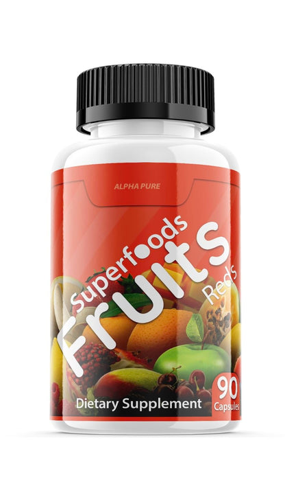 Alpha Pure Superfoods Reds Fruits and Greens 180 Capsules Vegetables Fruits and Veggies Superfood | Natural Balance of 90 Fruit Capsules, 90 Veggie Capsules for Men, Women Vitamins and Minerals Alpha PureBuy Supplements Australia