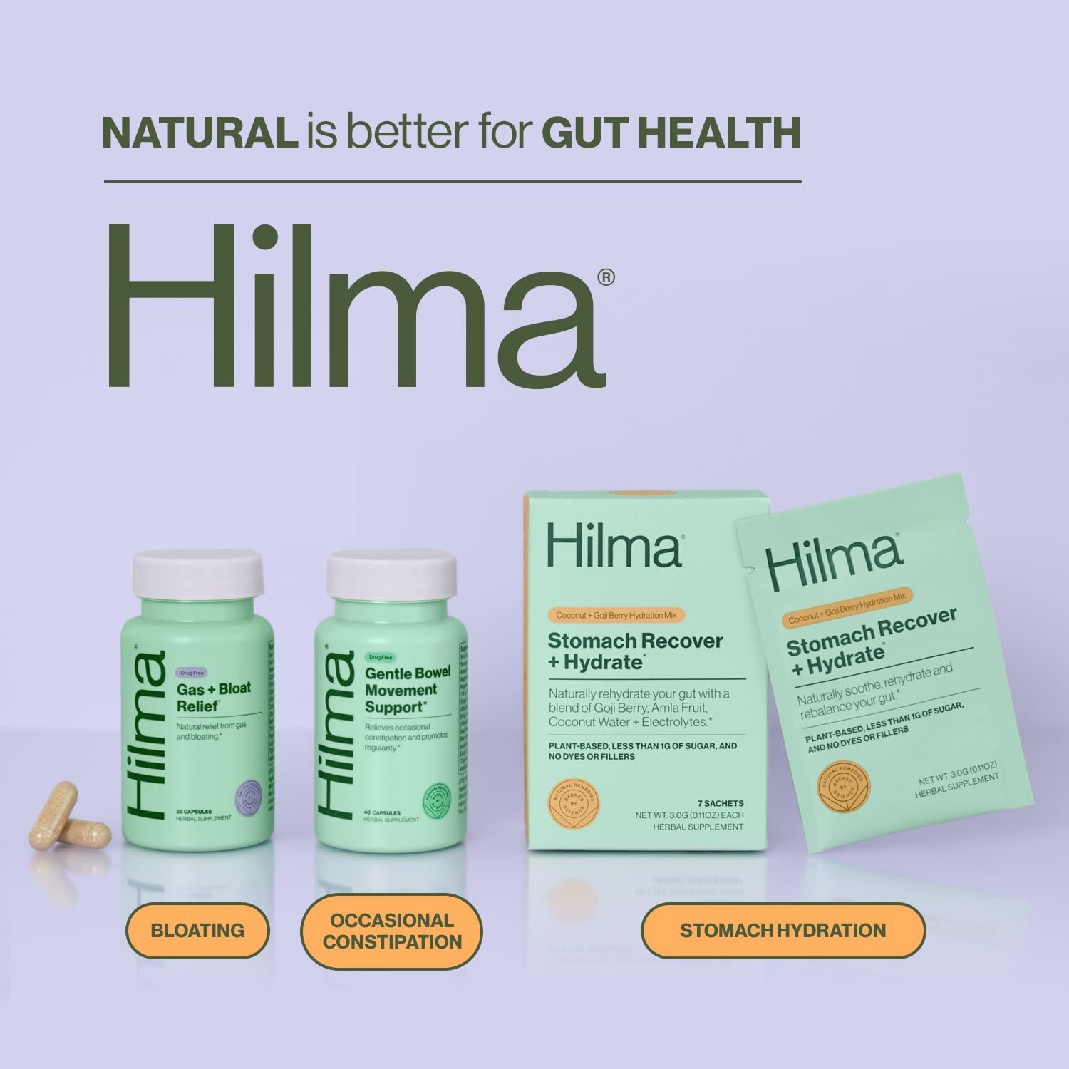 Hilma Natural Gas & Bloating Relief - with Lemon Balm, Fennel & Peppermint Leaf HilmaBuy Supplements Australia