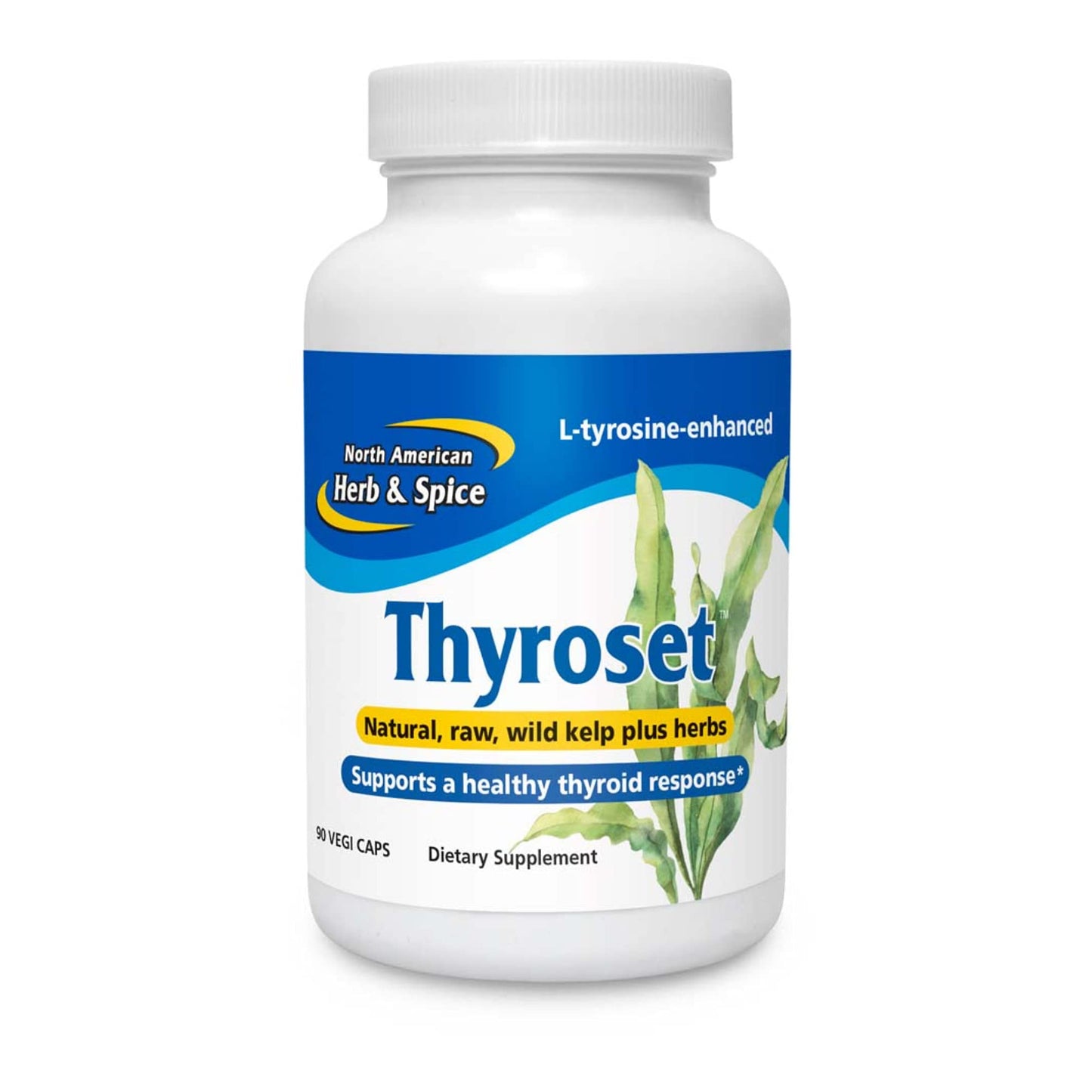 NORTH AMERICAN HERB & SPICE Thyroset - 90 Capsules - Wild Kelp & Herbs Blend - Healthy Thyroid Support - Contains Trace Minerals, Natural Iodine, Antioxidants & Amino Acids - 45 Servings NORTH AMERICAN HERB & SPICEBuy Supplements Australia