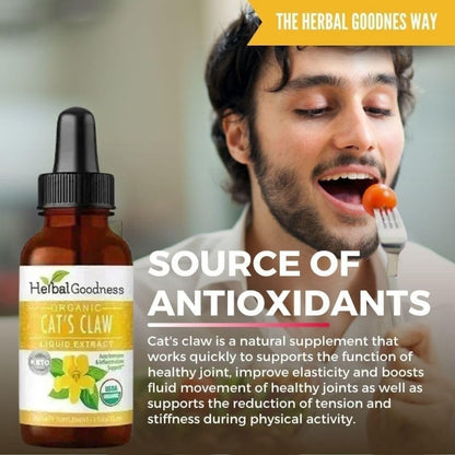 Cat's Claw Extract Joint Support - Herbal Supplement for Joint and Muscle Function, Immunity, Heart Support - Gluten Free - Superior Absorption - Organic Liquid 1oz - Herbal Goodness (1 bttl) Herbal GoodnessBuy Supplements Australia