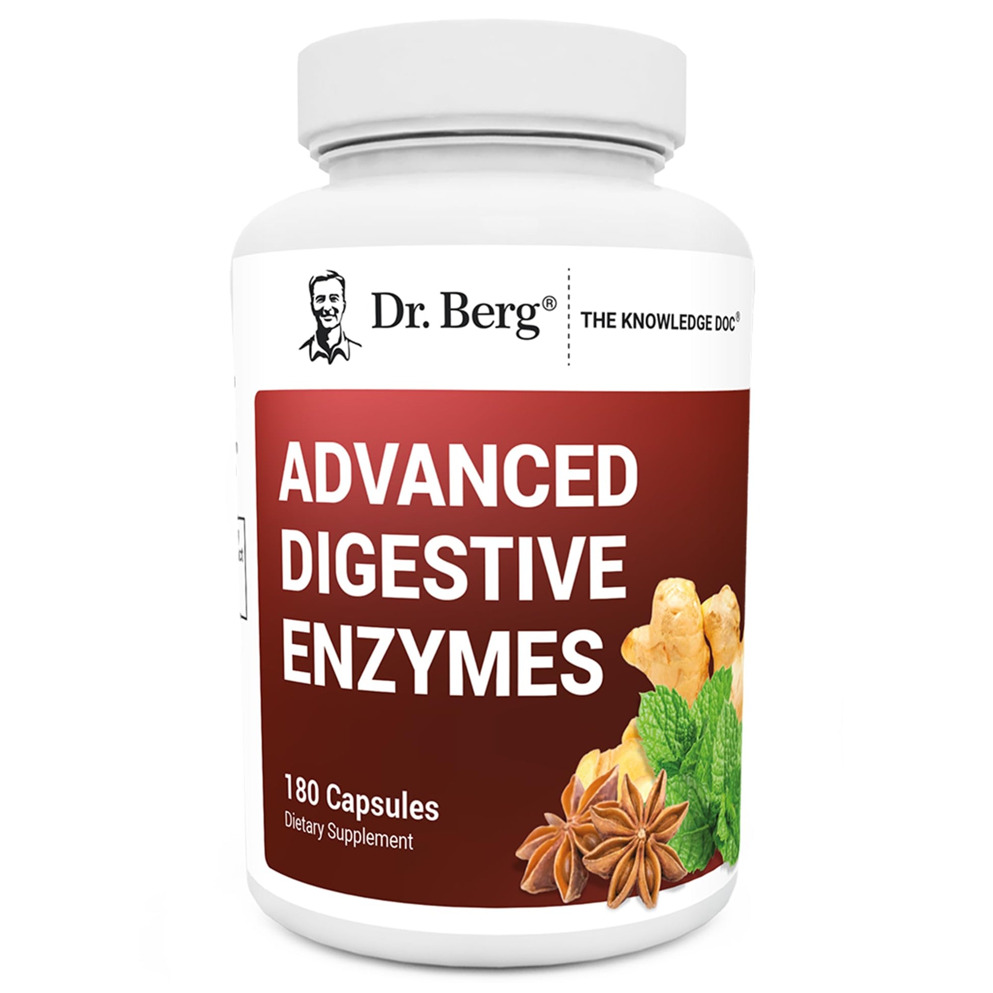 Dr. Berg Advanced Digestive Enzymes with Apple Cider Vinegar - Includes Digestive Health Ingredients Like Betaine Hydrochloride (HCI), Ginger Root & Peppermint Leaf - 180 Capsules Dr. Berg NutritionalsBuy Supplements Australia