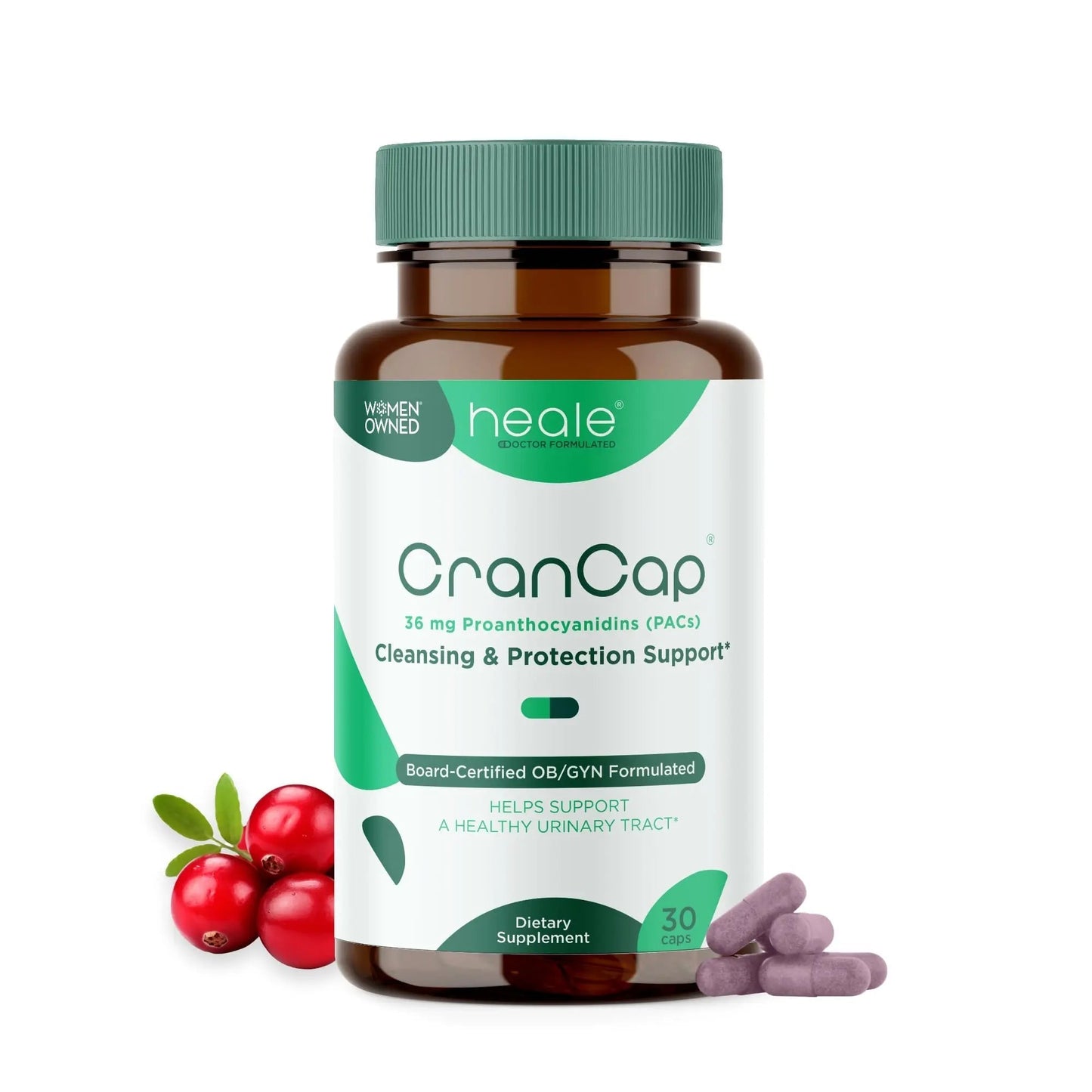 CranCap - Cranberry Pills - Urinary Tract Health Cranberry Supplement - 36mg of Potent PACs - Non GMO, Vegan, Gluten Free - by Heale - 30 Capsules CranCapBuy Supplements Australia
