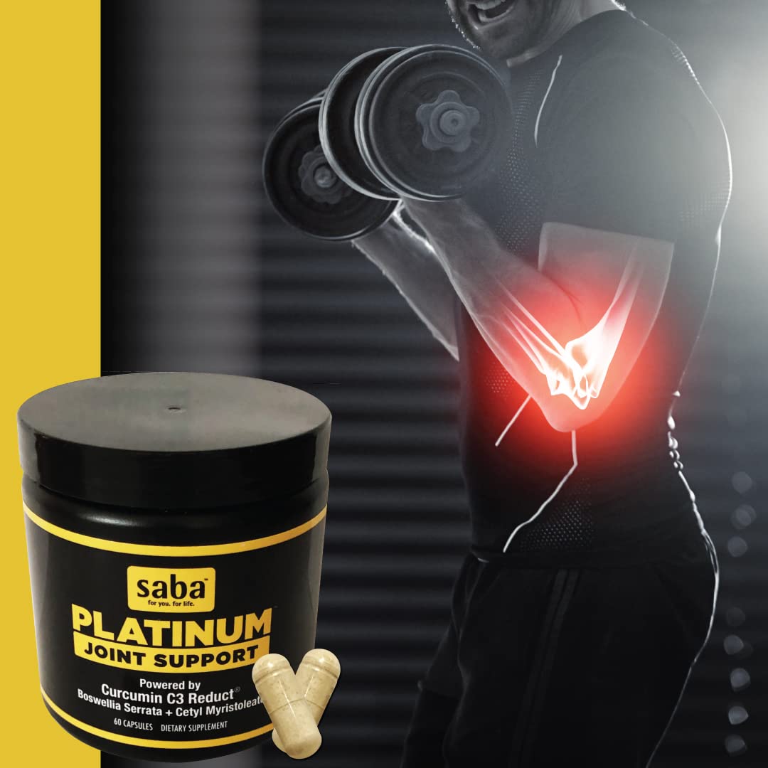 Saba Platinum Joint Support – High Absorption Curcumin C3 Reduct & Boswellia – Fast Acting Turmeric Supplement for Joint Pain Relief, Mobility & Healthy Inflammation Response – 60 Vegan Capsules SabaBuy Supplements Australia