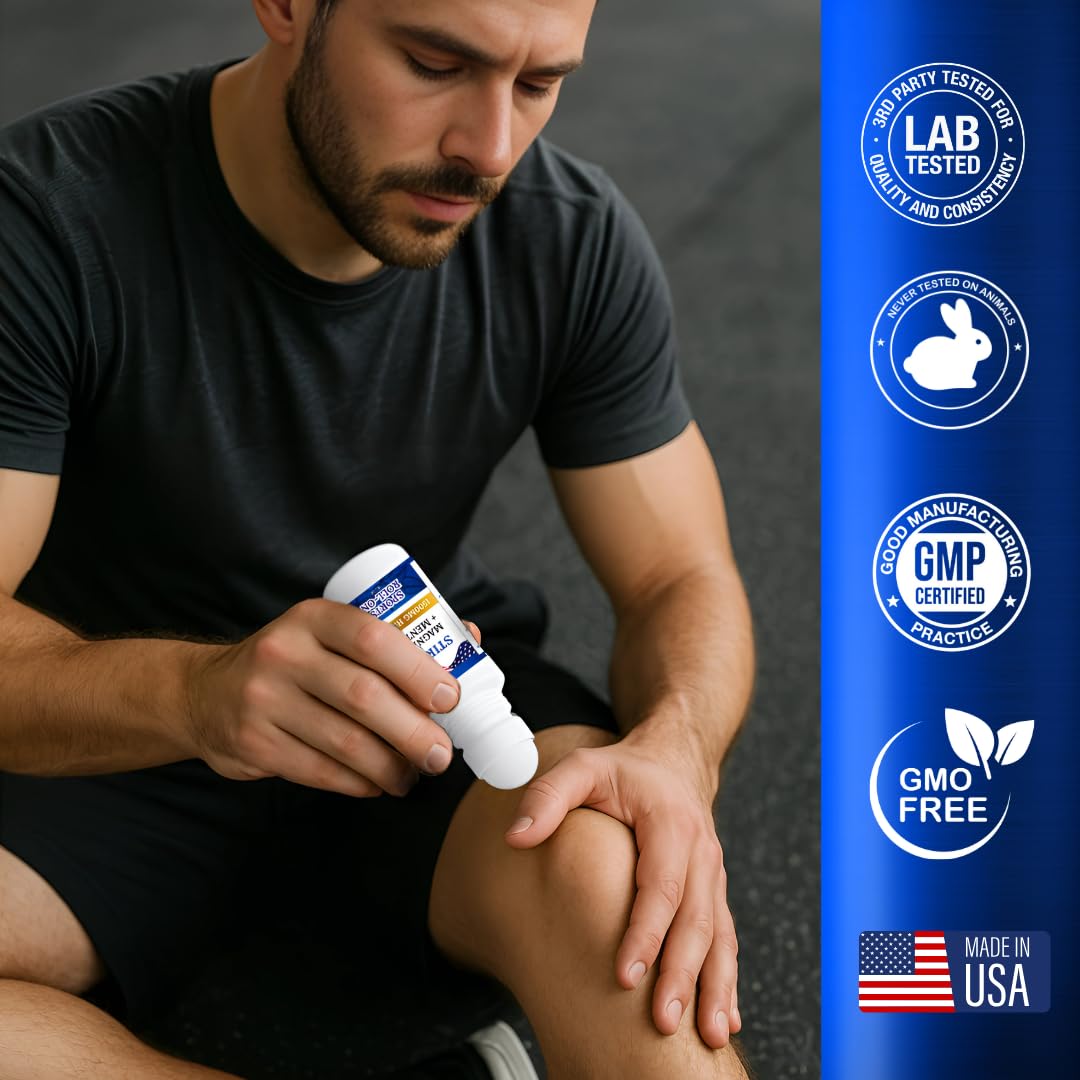 Stirling Menthol Roll On Lotion with Magnesium and 1500mg Pure Hemp - Non-GMO, THC-Free - Fast-Acting Relief for Sore Muscles and Joints, Reduces Swelling and Redness, Promotes Post-Workout Recovery STIRLINGBuy Supplements Australia