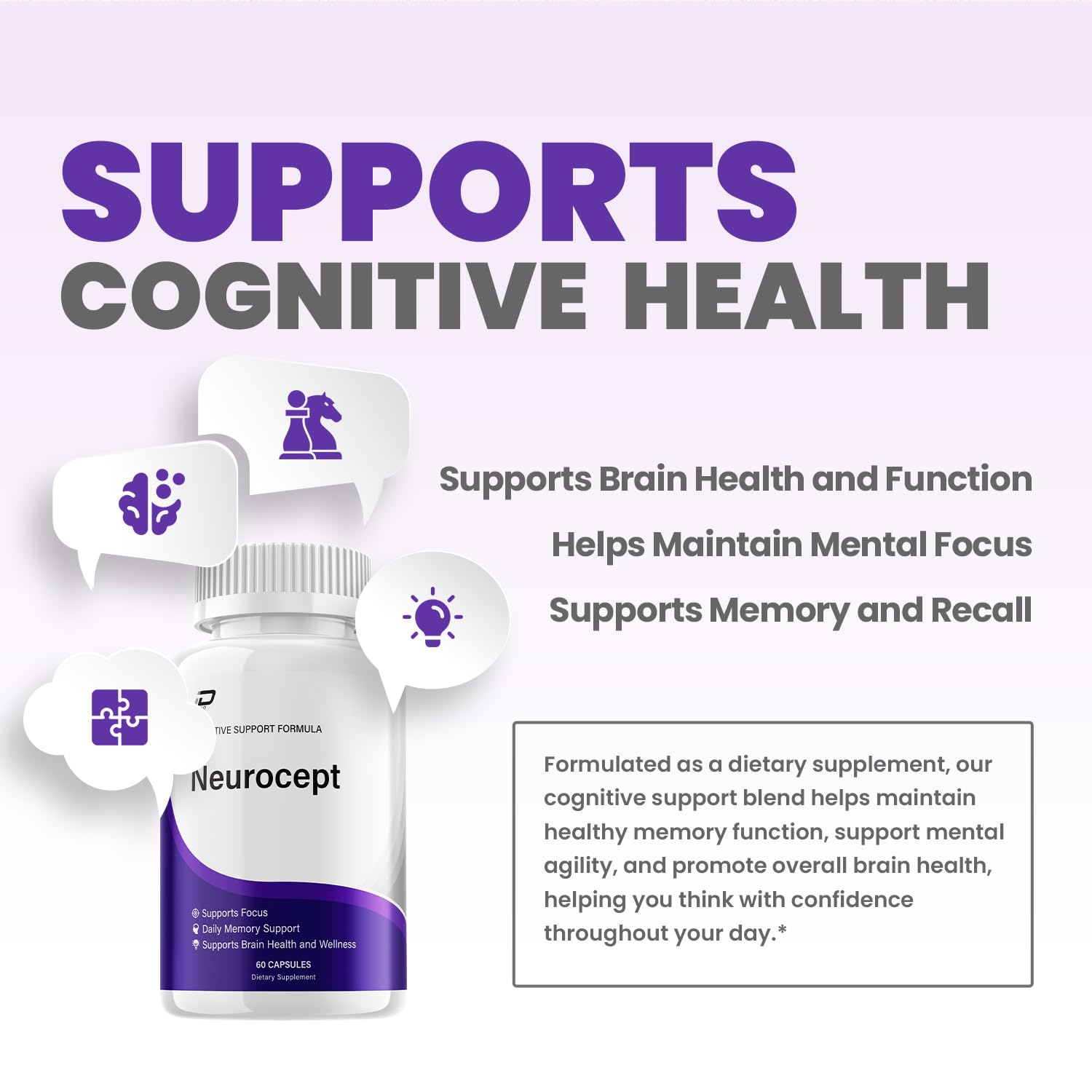 Neurocept Supplement Capsules – All Natural Maximum Strength Formula, Focus & Memory Support (60 Capsules) IndeloBuy Supplements Australia