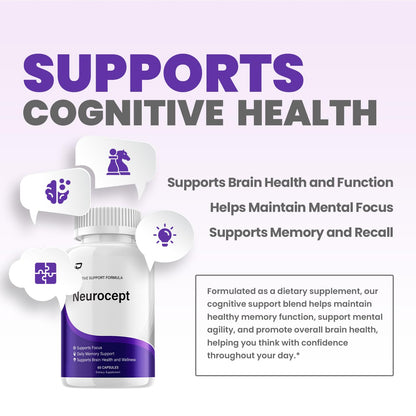Neurocept Supplement Capsules – All Natural Maximum Strength Formula, Focus & Memory Support (60 Capsules) IndeloBuy Supplements Australia
