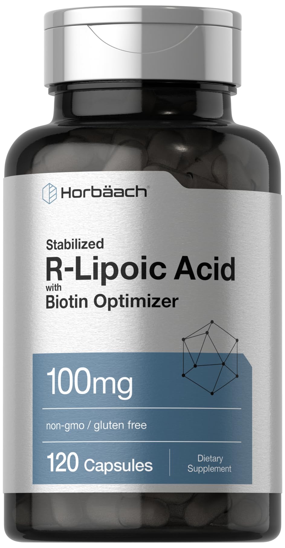 R-Lipoic Acid 100 mg | 120 Capsules | with Biotin Optimizer | Non-GMO, Gluten Free 
