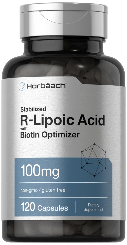 R-Lipoic Acid 100 mg | 120 Capsules | with Biotin Optimizer | Non-GMO, Gluten Free 