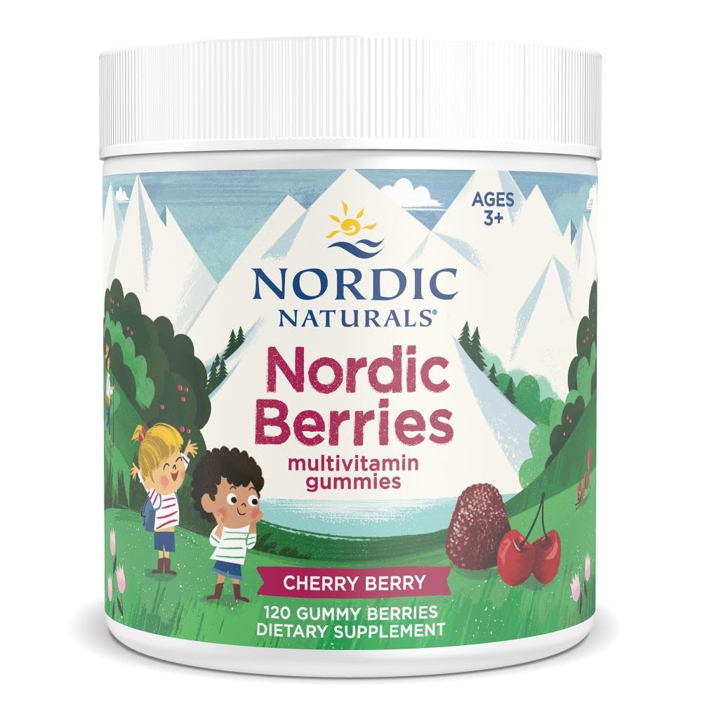 Nordic Naturals Nordic Berries, Cherry Berry - 120 Gummy Berries - Great-Tasting Multivitamin for Ages 2+ - Growth, Development, Optimal Wellness - Non-GMO, Vegetarian - 30 Servings Nordic NaturalsBuy Supplements Australia