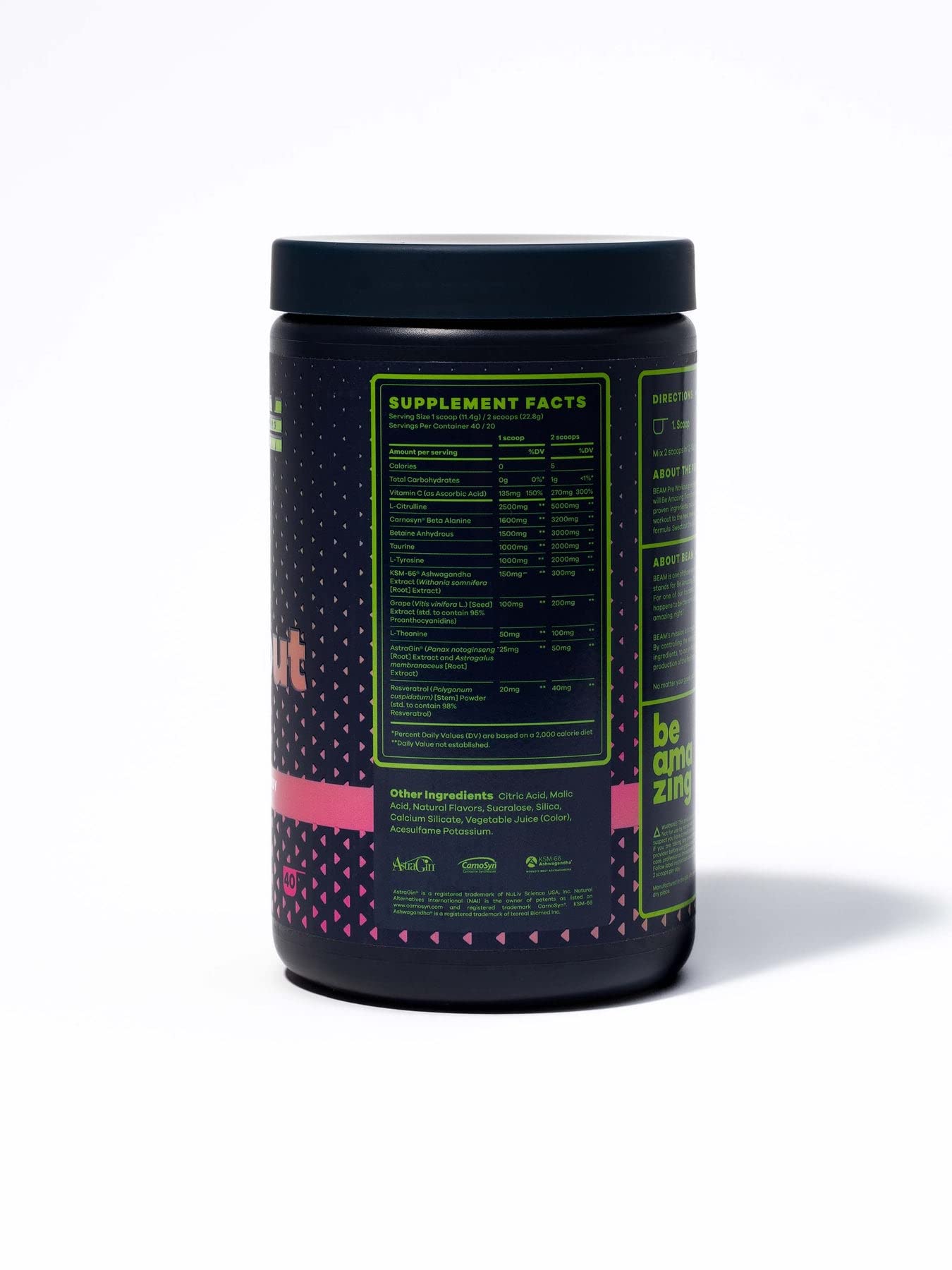 BEAM Be Amazing Vegan Stim Free Pre-Workout Powder | Energy Booster Powdered Drink BEAMBuy Supplements Australia