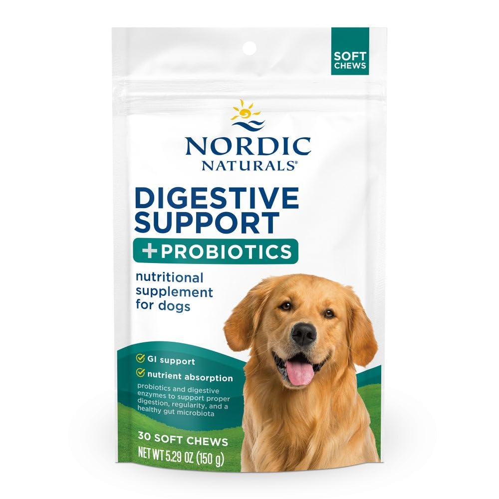 Nordic Naturals Pet Digestive Support with Probiotics, Pork Bone Broth Flavor - 30 Soft Chews - Nutritional Supplement for a Healthy Digestive System and GI Support - 30 Non-GMO Chews Nordic NaturalsBuy Supplements Australia