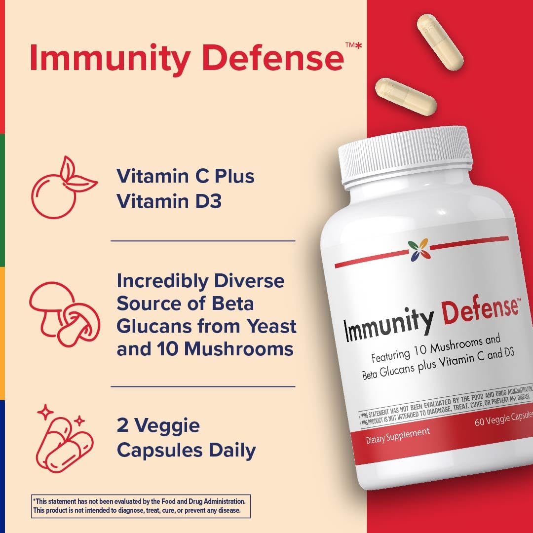 Stop Aging Now - Immune Support - with Vitamin C, Vitamin D3 and Mushroom Complex - 60 Vegetarian Capsules Stop Aging NowBuy Supplements Australia