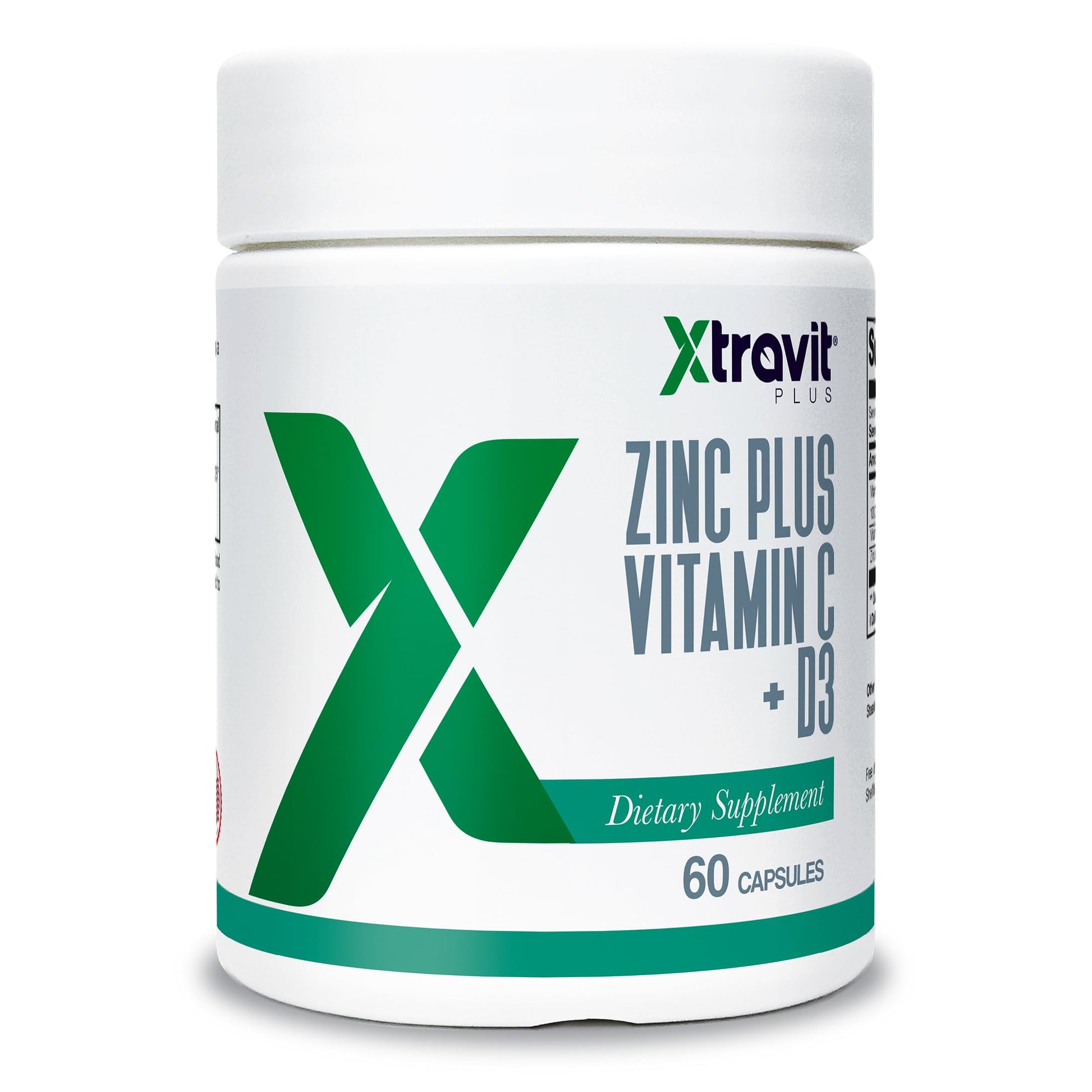 Xtravit Zinc Plus Vitamin C + D3 Supplement – Natural Immune Defense Supplements for Men & Women - May Support Skin, Energy, Bones, & Overall Wellness - Non-GMO, Gluten-Free, No Fillers, 60 Capsules XtravitBuy Supplements Australia