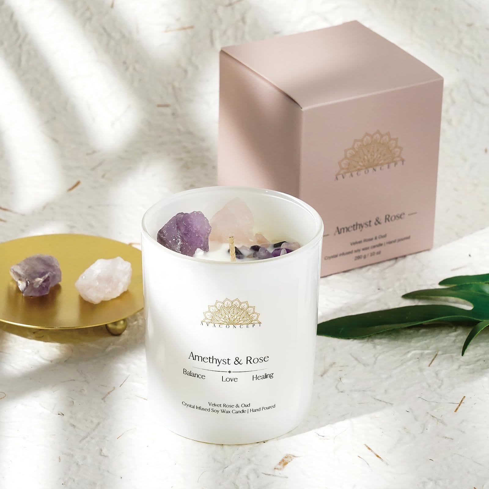 Ava Concept Scented Crystal Candle 10 oz jar Candle (Velvet Rose & Oud) ava conceptBuy Supplements Australia