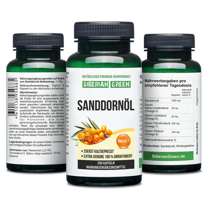 Siberian Sea Buckthorn Oil Capsules 200 Softgels | from Wild-harvested Siberian Sea Siberian GreenBuy Supplements Australia