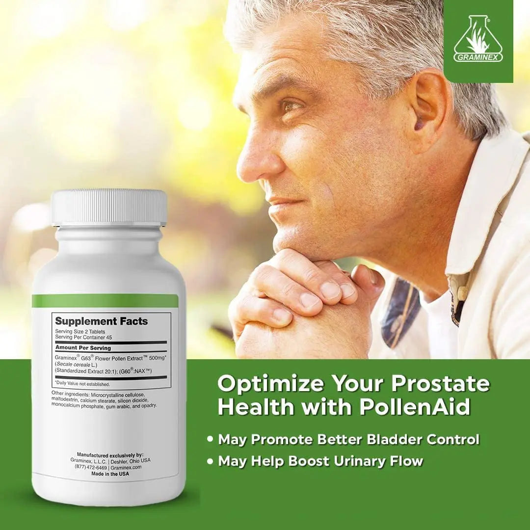 Graminex PollenAid Prostate Supplement: All Natural Prostate Support for Bladder Control & Urinary Tract Health, Rye Pollen Extract Made in USA, 90 Tablets (Pack of 2) GraminexBuy Supplements Australia