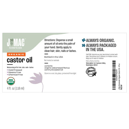 J MAC BOTANICALS Organic Castor Oil Cold Pressed (Glass Bottle, 4 oz ) J MAC BOTANICALSBuy Supplements Australia