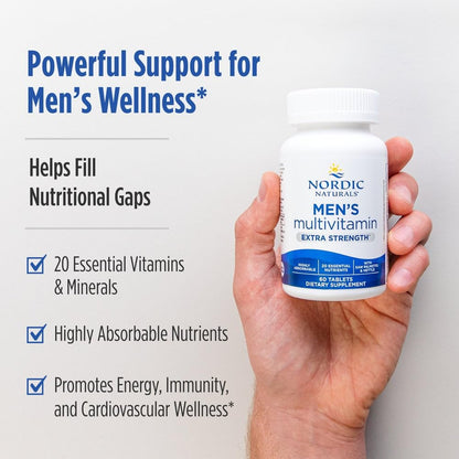 Nordic Naturals Men’s Multivitamin Extra Strength - Bone, Energy, & Blood-Vessel Support - Immunity Supplement - 20 Essential Nutrients - 60 Tablets - 30 Servings Nordic NaturalsBuy Supplements Australia