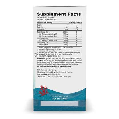 Nordic Naturals Complete Omega Jr., Lemon - 180 Mini Soft Gels - 283 mg Total Omega-3s & 35 mg GLA - Healthy Cognition, Nervous System Function - Non-GMO - 90 Servings Nordic NaturalsBuy Supplements Australia