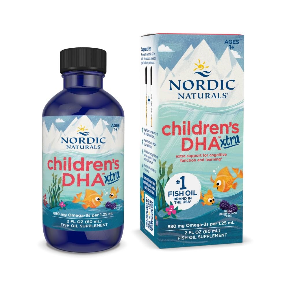 Nordic Naturals Children’s DHA Xtra, Berry Punch - 2 oz for Kids - 880 mg Total Omega-3s with EPA & DHA - Cognitive & Immune Function, Learning, Social Development - Non-GMO - 48 Servings Nordic NaturalsBuy Supplements Australia