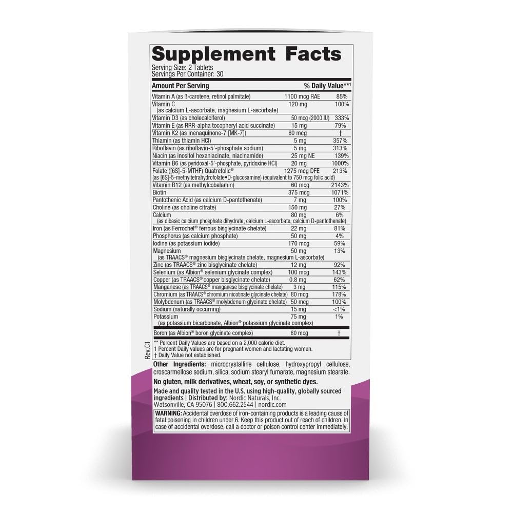 Nordic Naturals Prenatal Multivitamin for Women - Daily Vegetarian Prenatal Vitamins - 22 Essential Nutrients, Including B6, Folate, and Iron - 60 Tablets - 30 Servings Nordic NaturalsBuy Supplements Australia