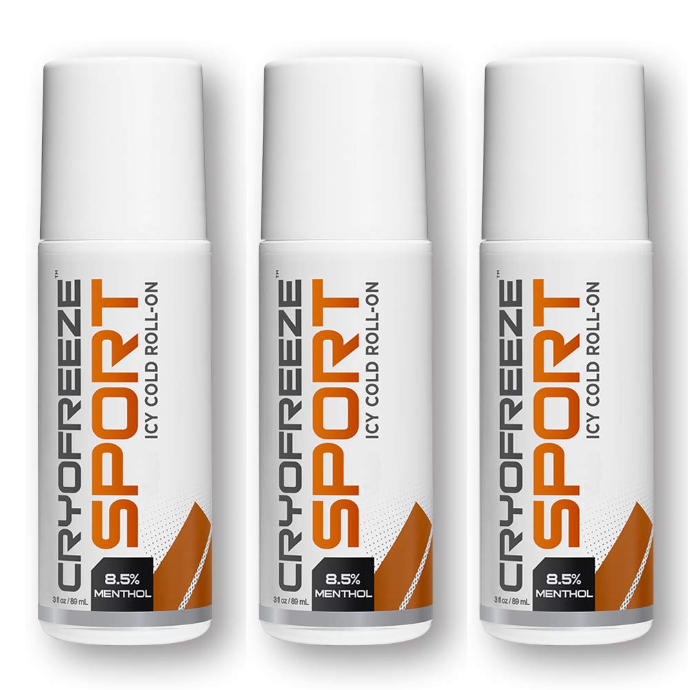 OMAX 3 Bottles CryoFreeze Sport ICY Cold Pain Relief Roll-On, 8.5% Menthol, Natural Pain Relief - 3 Bottles (3 oz Each) OMAXBuy Supplements Australia