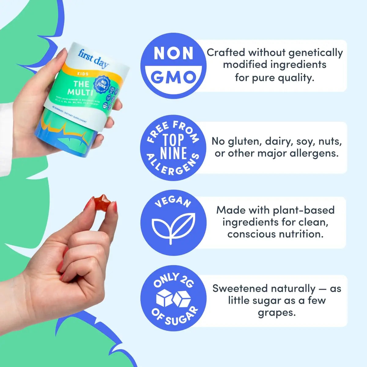 First Day Kids Multivitamin Gummies Age 4+, Strawberry & Orange - Kids Vitamins Multivitamin Gummy A C D3 K2 B1 B2 B6 B12 Folate, Immunity & Brain Function FIRST DAYBuy Supplements Australia