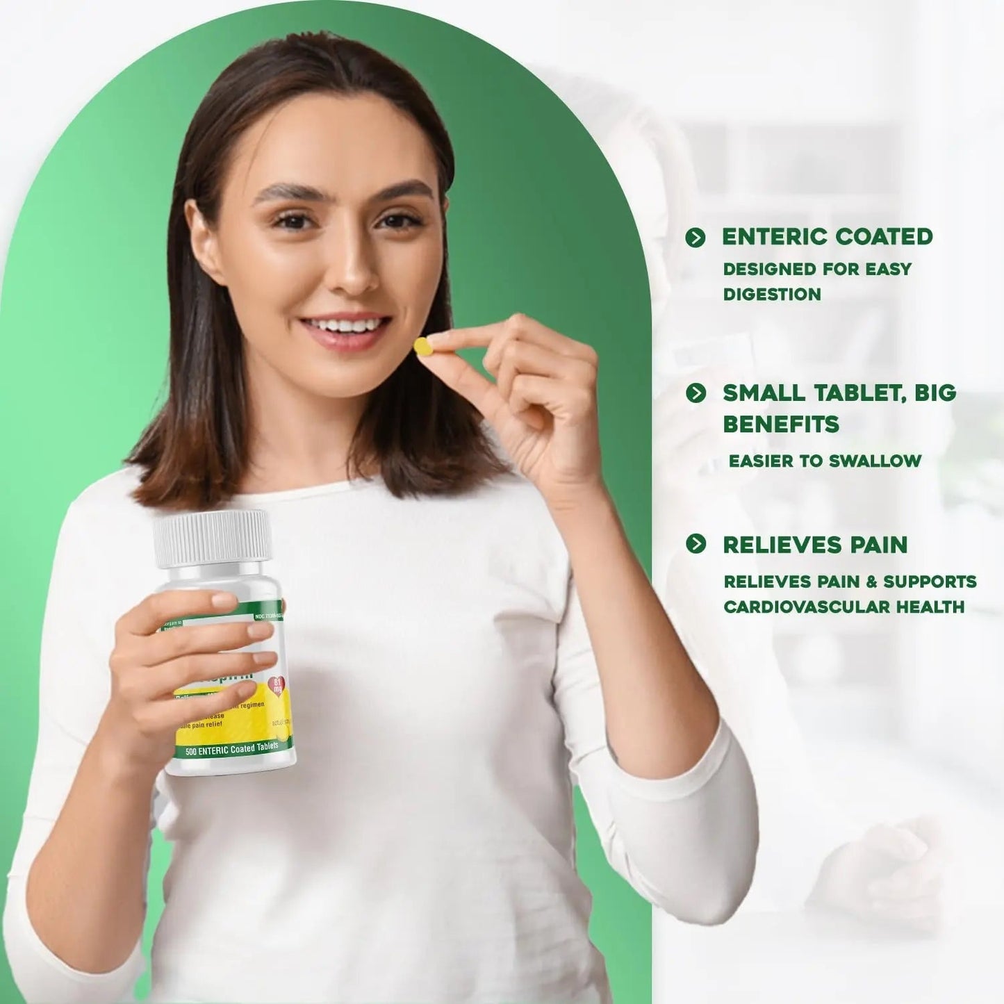 Safrel Generic Bayer Baby Aspirin 81 mg (500 Enteric Coated Tablets) | Adult Low Dose Strength Safe Pain Reliever (NSAID) for Minor Aches | Value Pack SafrelBuy Supplements Australia