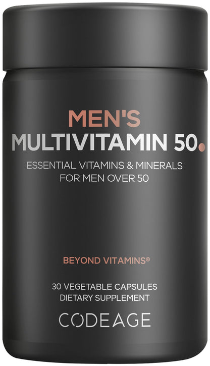 Codeage Men's Multivitamin 50 - Essential Vitamins & Minerals for Men Over 50 - Daily Multivitamins for Men Supplement - Vitamin A, C, D3, E, B6, B1, CoQ10, Probiotics, Lutein - Non-GMO - 30 Capsules CodeageBuy Supplements Australia