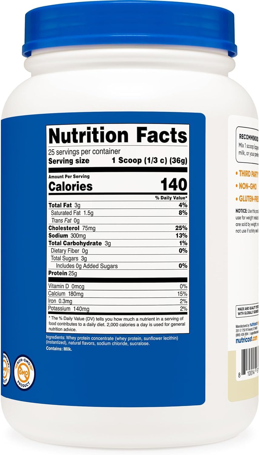 Nutricost Whey Protein Concentrate (Vanilla) 2LBS NutricostBuy Supplements Australia